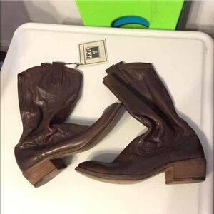 Frye Women's Dark Brown Leather Heeled Boots